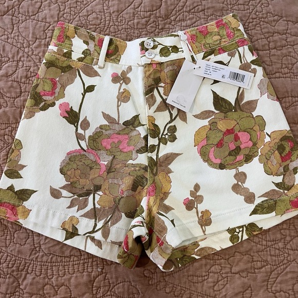 Rebecca Taylor Pants - NWT REBECCA TAYLOR Floral Stretch Cotton Twill High Waisted Shorts Size 00 Boho